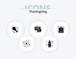 Thanksgiving-Glyphen-Icon-Pack 5 Icon-Design. Bauernhof. das Erntedankfest. Geflügel. Werbung. Geschenkbox vektor