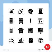 Aktienvektor-Icon-Pack mit 16 Zeilenzeichen und Symbolen für Telefonzellen-Mail-Skriptpapier editierbare Vektordesign-Elemente vektor