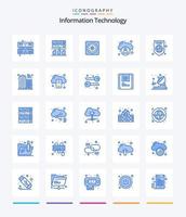 kreativ information teknologi 25 blå ikon packa sådan som infrastruktur. skydda. fläkt. skydd. global vektor