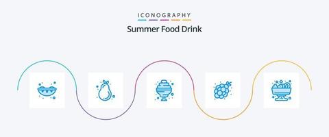 Summer Food Drink Blue 5 Icon Pack inklusive Sommer. Salat. Lebensmittel. Sommer. Obst vektor