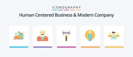 Human Centered Business und modernes Unternehmen Flat 5 Icon Pack inklusive Personal. Anmeldung. Onkel. Ich würde. schrauben. kreatives Symboldesign vektor