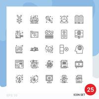 25 Benutzeroberflächen-Linienpaket mit modernen Zeichen und Symbolen des Pakets Lernmixer-Bildungsform editierbare Vektordesign-Elemente vektor