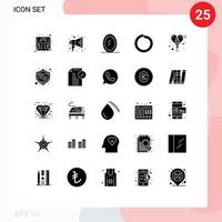 Solider Glyphensatz der mobilen Schnittstelle aus 25 Piktogrammen genehmigter Sicherheitsbolzenschutzfeier editierbare Vektordesignelemente vektor