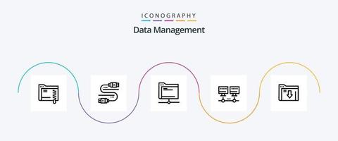 Datenmanagement Line 5 Icon Pack inklusive Computer. Server. Server . Fernbedienung . Datenbank vektor