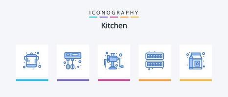Kitchen Blue 5 Icon Pack inklusive . Pack. Fleisch. Paket. Tablett. kreatives Symboldesign vektor