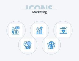 Marketing Blue Icon Pack 5 Icon-Design. Diamant. Marketing. Vorstellung. Finanzen. Megaphon vektor