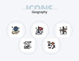 Geographie Linie gefüllt Icon Pack 5 Icon Design. Meer. Ferien. Fluss. Tour. Stift vektor