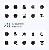 20 ui Essentials Solid Glyph Icon Pack wie Delete Bin Design Planet Global vektor