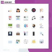 uppsättning av 25 modern ui ikoner symboler tecken för ballong cirkel hus team händer redigerbar vektor design element