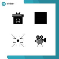 Stock Vector Icon Pack mit 4 Zeilenzeichen und Symbolen für Geschenkeinbruch Ostern verstecken Kamera editierbare Vektordesign-Elemente