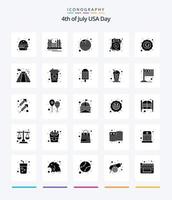kreativ USA 25 glyf fast svart ikon packa sådan som amerikansk. usa. turism. kärlek. internationell flagga vektor