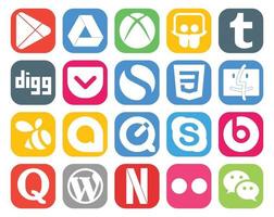 20 Symbolpakete für soziale Medien, einschließlich Quora-Chat, einfach, Skype, Google Allo vektor