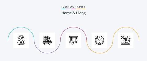 Home and Living Line 5 Icon Pack inklusive Regal. Heimat. Heimat. Anschauen. Leben vektor