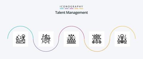 Talent Management Line 5 Icon Pack inklusive Benutzer. Aufgabe. brechen. hell. Stern vektor