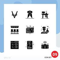 9 kreative Symbole moderne Zeichen und Symbole des Dokumententransports Kriegszug arbeiten editierbare Vektordesign-Elemente vektor