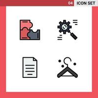 Lager Vektor Icon Pack mit 4 Zeilenzeichen und Symbolen für Bildungsdokumente Puzzleteile Datendatei editierbare Vektordesign-Elemente