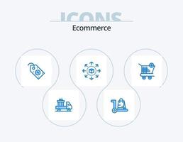 E-Commerce blaues Icon Pack 5 Icon Design. Wagen. Einkaufen. Wagen. Shop. Schild vektor