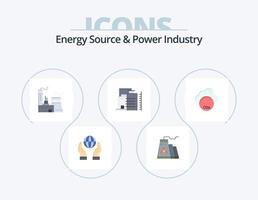 Energiequelle und Energiewirtschaft Flat Icon Pack 5 Icon Design. . umweltfreundlich. vektor