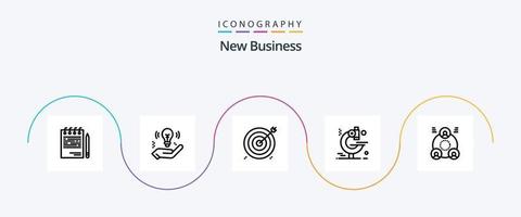 New Business Line 5 Icon Pack inklusive . finanziell . Idee . Bargeld . Ziel vektor