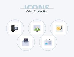 Videoproduktion Flat Icon Pack 5 Icon Design. Fotobearbeitung. Bildbearbeitung. Retro-Fernseher. Bild verändern. Kamera Rollfilm vektor