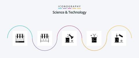 Wissenschaft und Technologie Glyphe 5 Icon Pack inklusive Chemie. chemisch. Wissenschaft der Materie. rohe Informationen. Datenfilterung vektor
