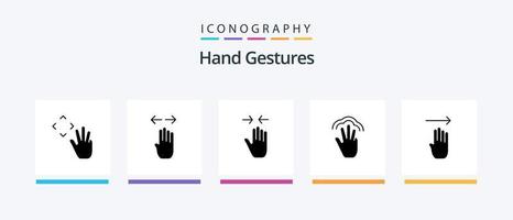 Handgesten Glyph 5 Icon Pack inklusive Schnittstelle. Gesten. rechts. Finger. Pfeil. kreatives Symboldesign vektor