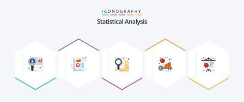 statistisk analys 25 platt ikon packa Inklusive företag presentation. nyckelord. statistik. benchmarking. forskning vektor