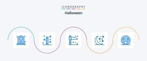 Halloween Blue 5 Icon Pack inklusive Horror. böse. Zauberstab. Nacht. Halloween vektor