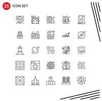 25 thematische Vektorlinien und editierbare Symbole des Internet-editierbaren Vektordesign-Elements des Symbols Female Gate Day vektor