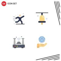 4 universelle flache Symbolzeichen Symbole von Hobbys Router Fußballschule WLAN editierbare Vektordesign-Elemente vektor