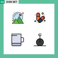 Piktogramm-Set aus 4 einfachen, gefüllten, flachen Farben der erreichten Cup-Erfolge, Gesundheitszirkus, editierbare Vektordesign-Elemente vektor