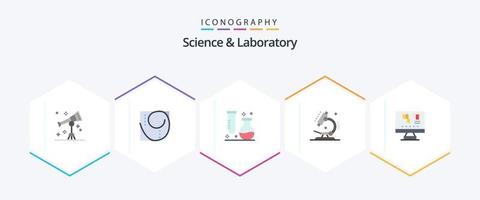 Wissenschaft 25 Flat Icon Pack einschließlich Biologie. Mikroskop. Chemie. Labor. Rohr vektor