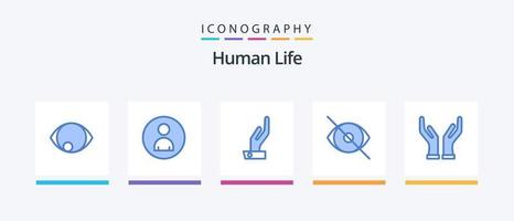 mänsklig blå 5 ikon packa Inklusive omtänksam. mänsklig. allmosa. syn. ansikte. kreativ ikoner design vektor