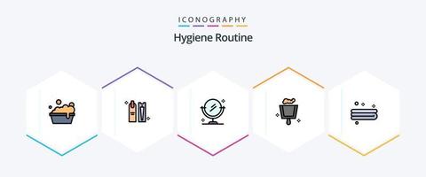 Hygiene-Routine 25 Filledline-Icon-Pack inklusive . Reinigung. Spiegel. sauber. Schaufel vektor