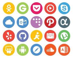 20 Social-Media-Icon-Packs, einschließlich E-Mail, Google Mail, Outlook, Ziel, Yelp vektor