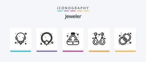 Jewellery Line 5 Icon Pack mit Edelsteinen. Luxus. Juwel. Schmuck. Mode. kreatives Symboldesign vektor