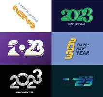 große reihe von 2023 frohes neues jahr logo text design 2023 zahlenentwurfsvorlage vektor