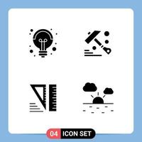 Packung mit 4 modernen soliden Glyphen Zeichen und Symbolen für Web-Printmedien wie Stromwerkzeuge Ideenwerkzeug warm editierbare Vektordesign-Elemente vektor