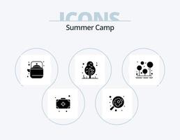 Sommercamp-Glyphen-Icon-Pack 5 Icon-Design. Wald. Baum. draussen. Urwald. Camping vektor