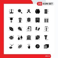 Gruppe von 25 soliden Glyphen Zeichen und Symbolen für medizinische bearbeitbare Vektordesign-Elemente des Ziellebenseinstellungsei vektor