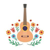 Gitarrenmusikinstrument mit Blumendekor vektor