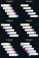 Vektor 6 Infografiken Pack Präsentationsfolie Vorlage 5 Schritte Zyklusdiagramme und Zeitleisten