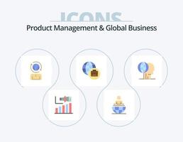 Produktmanagement und Global Business Flat Icon Pack 5 Icon Design. Marketing. Finanzen. modern. globale Vermarktung. modern vektor