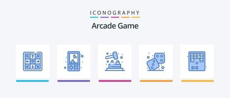 arkad blå 5 ikon packa Inklusive spel. arkanoid. smäll en mol. spela. tärningar. kreativ ikoner design vektor