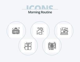 Morgenroutine Linie Icon Pack 5 Icon Design. Getränk. Newsletter. Liste. Papier. Nachrichten vektor