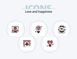kärlek linje fylld ikon packa 5 ikon design. båge. hjärta. romantik. vegetarian. frukt vektor