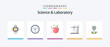 Science Flat 5 Icon Pack inklusive . Wissenschaft. Wissenschaft. grün. Stecker. kreatives Symboldesign vektor