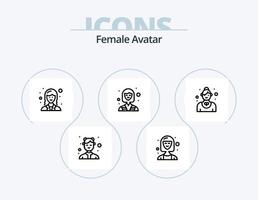 weibliche Avatarlinie Icon Pack 5 Icon Design. weiblich. virtuelle Realität. Digital. weiblicher Avatar. Technologe vektor