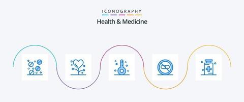 Gesundheit und Medizin blau 5 Icon Pack inklusive Medizin. Gesundheit. Pflege. Arzneimittel. medizinisch vektor