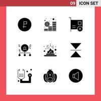 9 kreative Symbole, moderne Zeichen und Symbole der Fähigkeiten von Mitarbeitern, Münzen, Hardware, editierbare Vektordesign-Elemente vektor